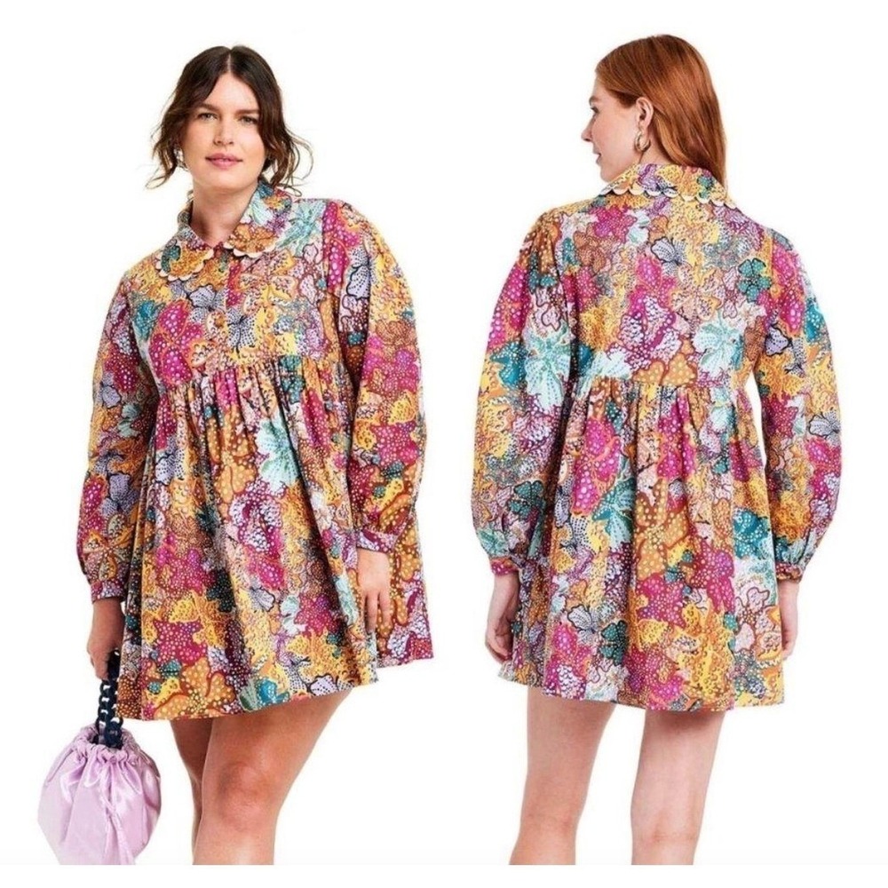 Kika Vargas Anemone Floral Mini Dress XS Pink Cottagecore Boho Coquette  EUC